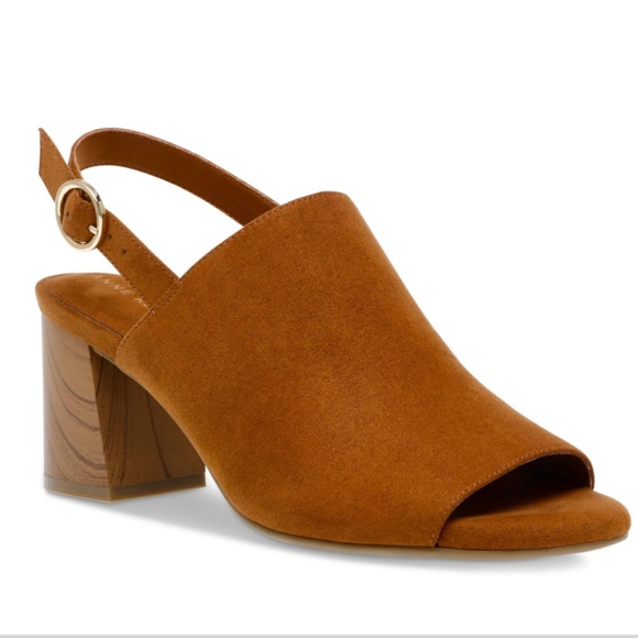 Anne Klein Shoes - ANNE KLEIN - Rella Faux Suede Open Toe Slingback Heels